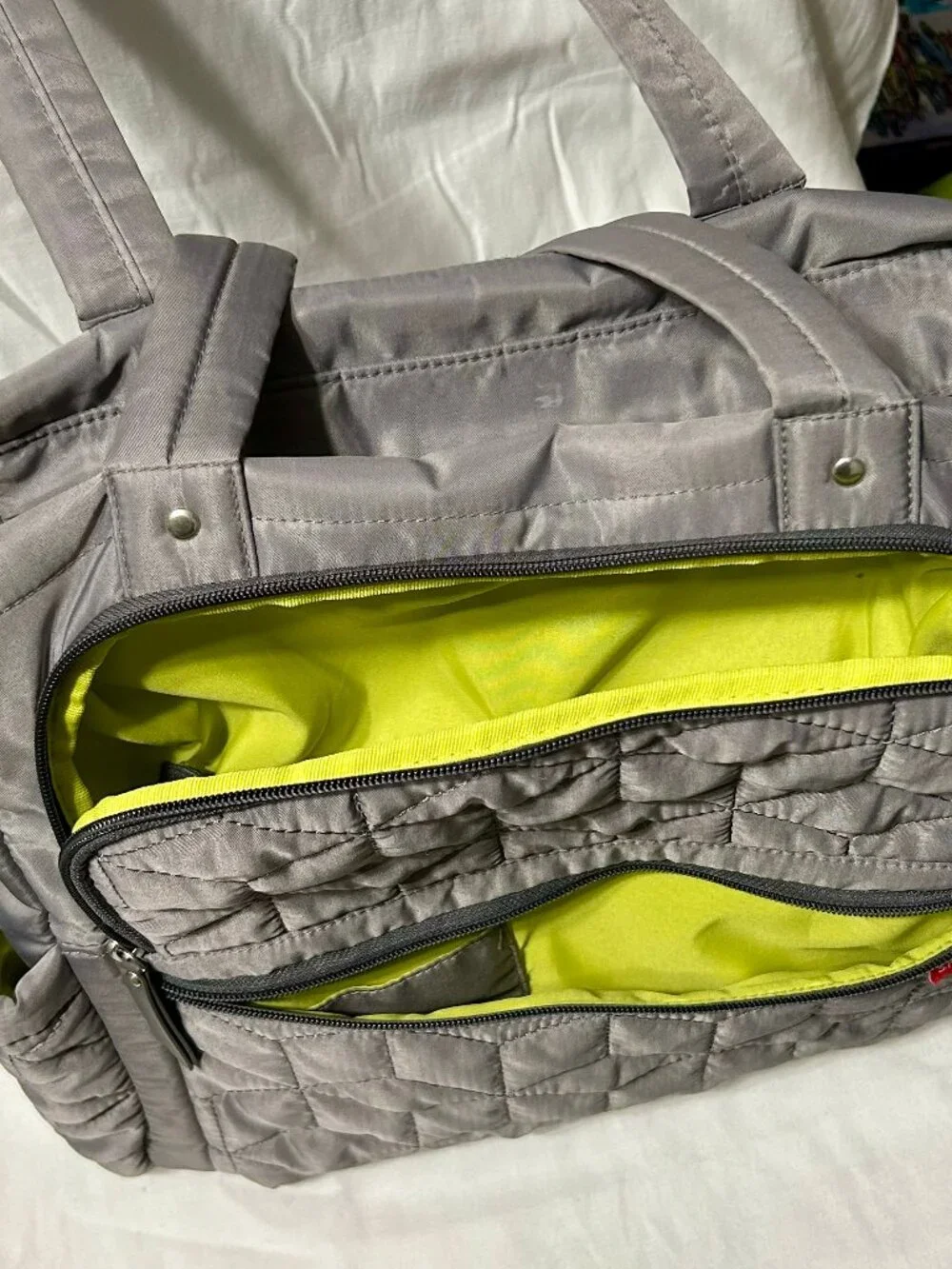 Skip Hop Diaper Bag with Two Smaller Accessory Bags & Folding Changing Pad Gray